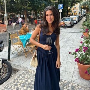 STAUD Dena Navy Midi Dress 4